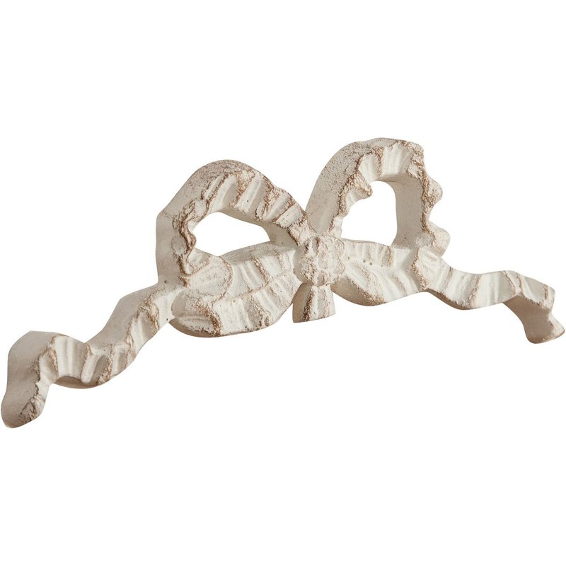 Décor en forme de noeud en bois finitionblanche vieillie aux dimensions L19 xPR1,5 xH7 cm Made in Italy