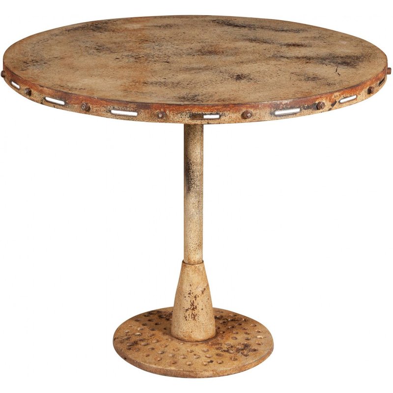 Table Pliante En Finition Crème Antique En Fer Forgé