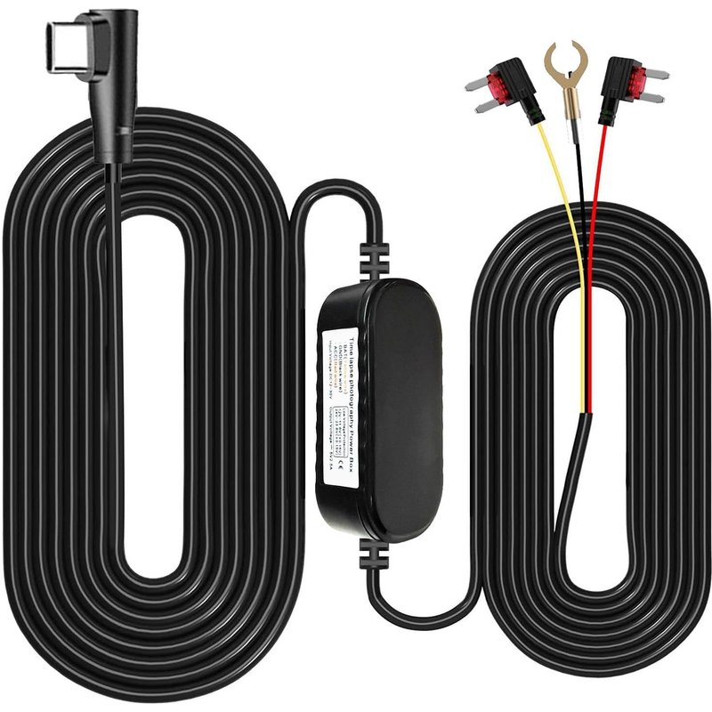 Kit de câblage de caméra de Tableau de Bord avec Port USB de Type C,convertit 12V-24V en 5V/2.5A,Chargeur de caméra de Tableau de Bord de Voiture,kit câble 320cm,Protection Basse Tension