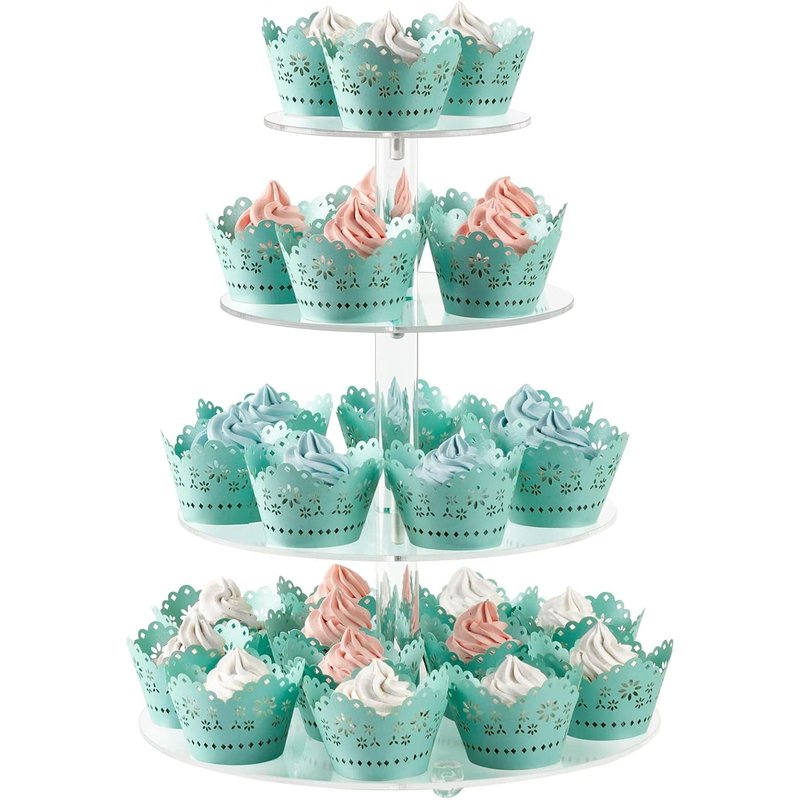 Présentoir À Cupcakes En Acrylique À 4 Niveaux Rond Transparent Pour Cupcakes Présentoir À Dessert Support De Tour De Pâtisserie Pour Décoration De Fête D'anniversaire De Mariage-30,5 Cm
