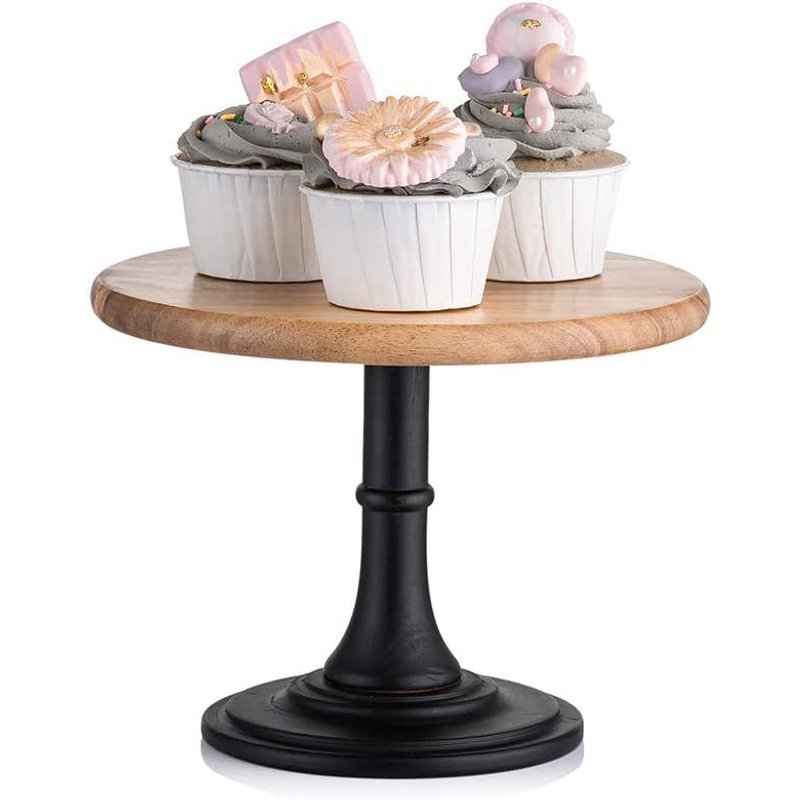 Présentoir À Gâteaux Rustique En Bois: Présentoir À Cupcakes Noir Rond Présentoir À Gâteaux D'anniversaire De Mariage Piédestal Pour Cupcake Après-Midi Thé Gâteaux Dessert Table,21cm