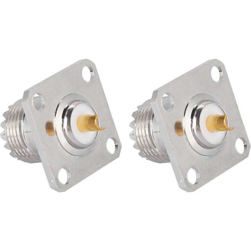 2 pcs UHF SO239 connecteur coaxial RF RF coaxial pour Prise de Panneau à 4 Trous pour antennes,dispositifs de réseau Local sans Fil,câbles coaxiaux,résistance à la Corrosion