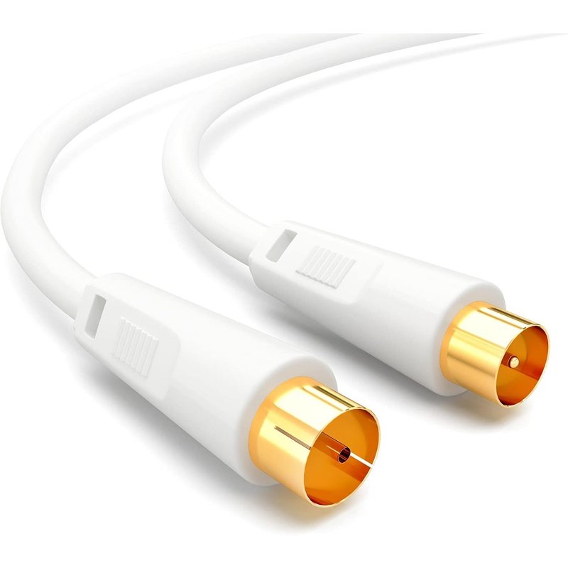 3,75m Câble d'antenne de IEC mâle vers IEC femelle Câble de connexion BZT-CE blindé 100dB 128 tresses câble coaxial HDTV 1080p UHD 8K 4K plaqué or DVB-T/T2 DVB-C/C2 Radio DAB DAB+ Blanc