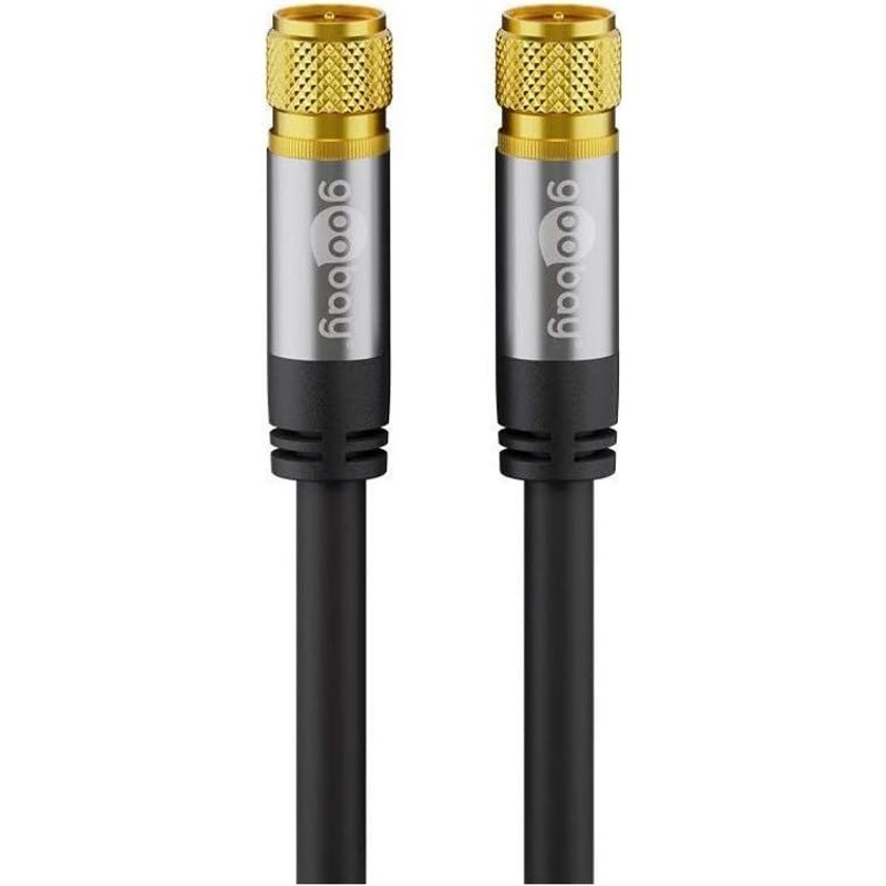 70661 Câble D'Antenne SAT (Type 135 dB),Blindé 4 Fois,Noir,1m Longueur