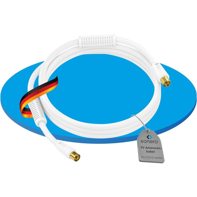 Câble d'antenne SAT Câble coaxial Câble satellite avec Ferrite TV blindé 4 fois,pour HDTV,récepteur,Internet,satellite,DAB,radio,5,0m