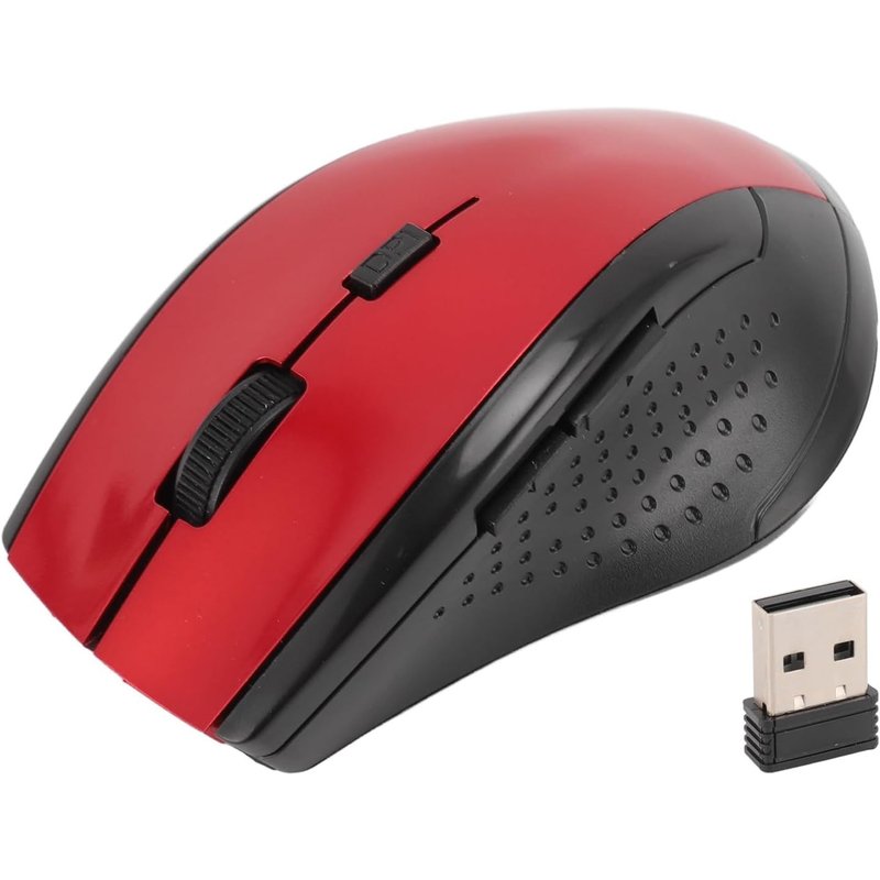 Souris sans Fil, Souris Optique Compacte 2,4 G avec Récepteur USB, Souris D'Ordinateur sans Fil Alimentée par Batterie pour Ordinateur Portable, Ordinateur de Bureau (Rouge)