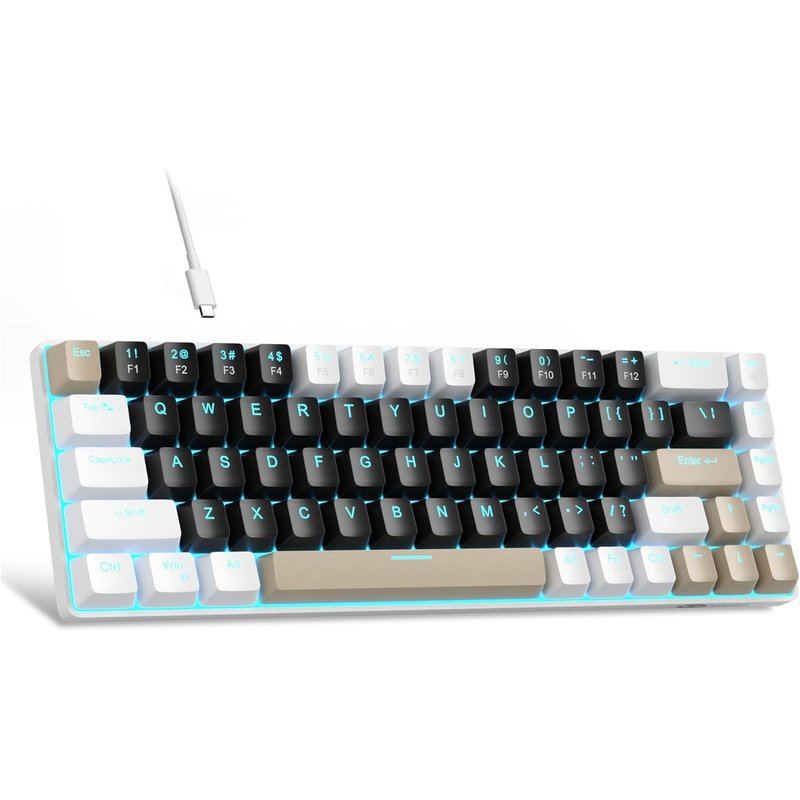 Clavier Gamer Mecanique QWERTY MK-Box Clavier 60% Gaming pour pc USB-C Clavier rétroéclairé LED RVB Hot Swap Clavier de Jeu pour PC/Mac/Linux (café)