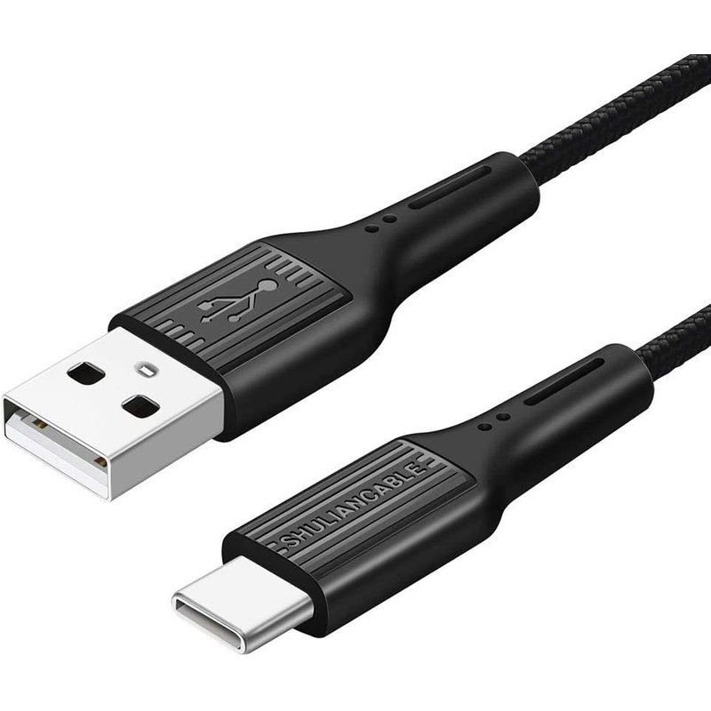 USB Type C Cable, Nylon Braided Fast Charging and Sync Compatible with Samsung Galaxy S20/10/9/8, Huawei (3M, Black)