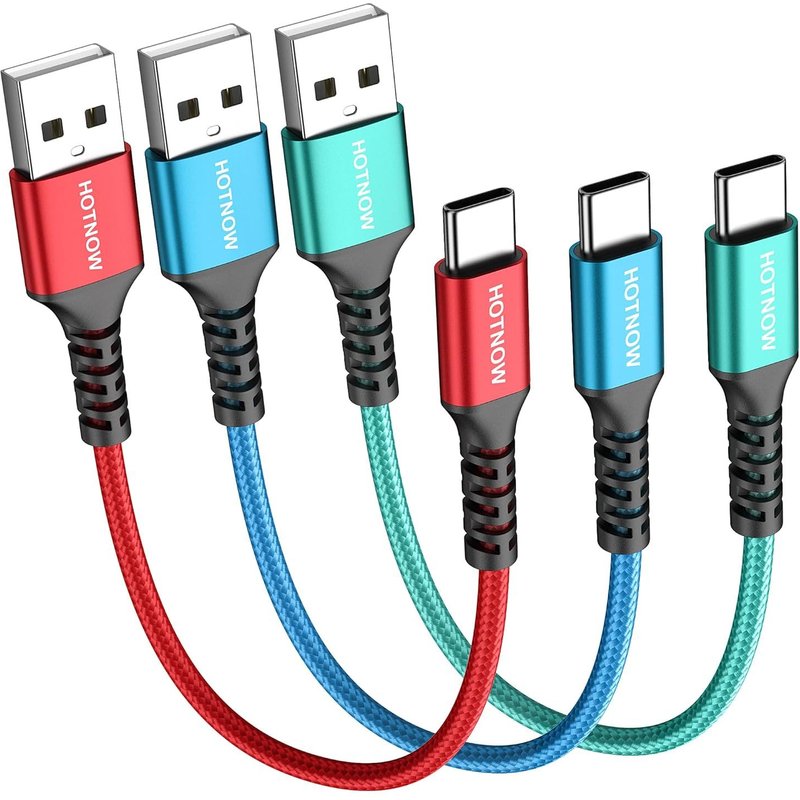 USB C Cable Short 0.3m 3 Pack 3 Pack USB C Charger Cable 30cm for iPhone 16 15, Galaxy S25 S24 S9 S8, Power Bank and Other Type C Devices