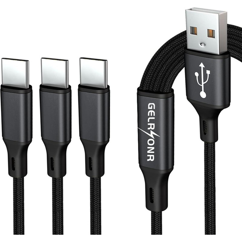 Multi Purpose USB Cable, 3 in 1 Universal Charging Cable, USB Type C Charging Cable Compatible with Tablets, Android Phones (4FT-1.25M) Black 125cm