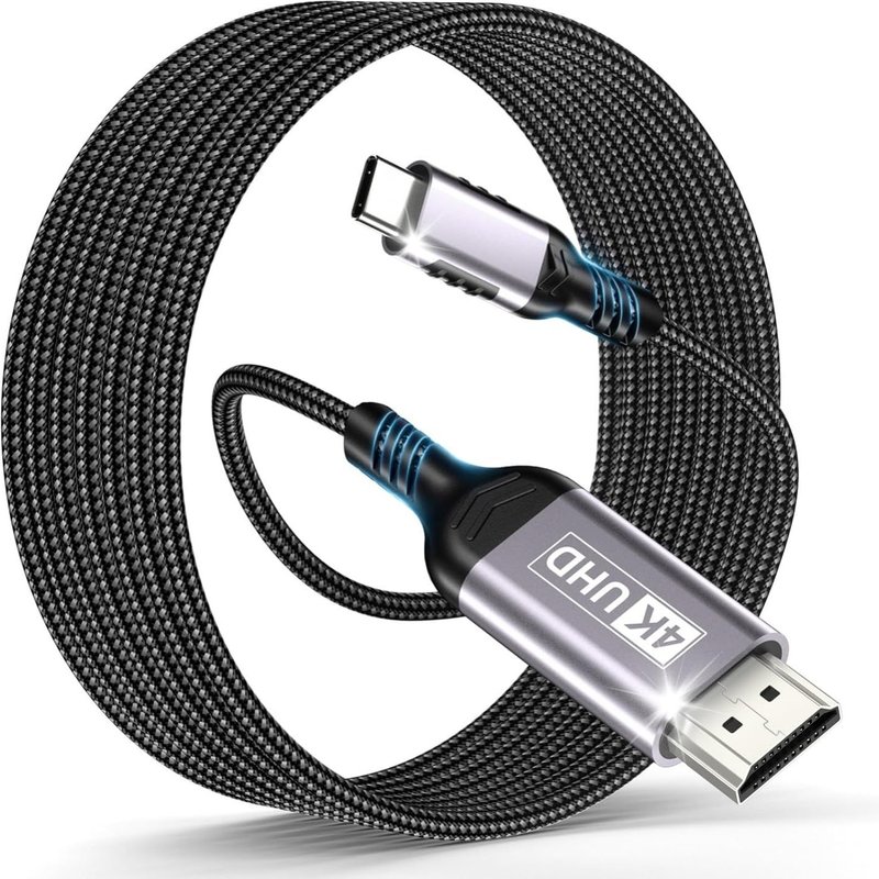 USB C HDMI Cable 1.8 m, HDMI Cable to USB C 4K UHD Thunderbolt 3/4 Compatible with Para iPhone 16 Pro MAX/16/15 Pro, MacBook Pro/Air, iMac, iPad Pro/Air, Samsung Galaxy S24, Huawei P40/P30,