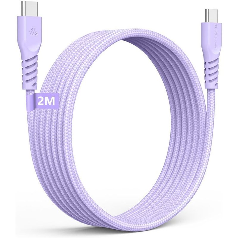 Long 6.6ft USB C to USB C Cable 60W, Braided Type C to C Cable Fast Charge Compatible with iPhone 15, iPad Pro, MacBook, Samsung S24/S23/A14/A15/A25/A35/A34/A55/A54/A05s/A04s etc