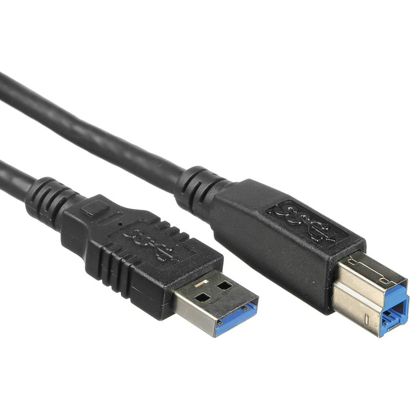 USB 3.0 Connection Cable, SuperSpeed Data Cable Up to 5Gbps, Charging Cable, USB 3.0 Type A Type B, 9 Pin, Black, Length 3 m