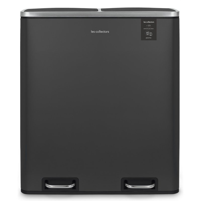 Poubelle à pédale 2 x 30L, grey edition - N°916