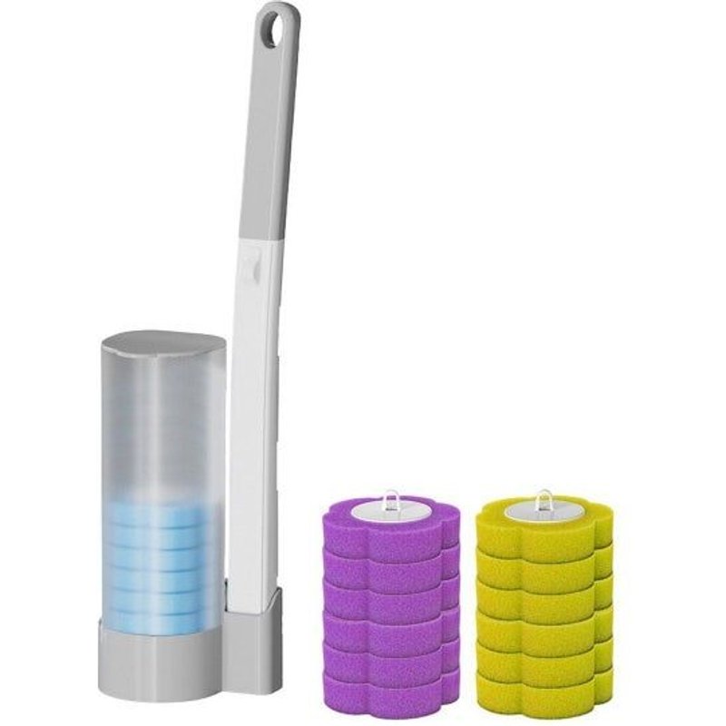 Ensemble De Brosses Wc Jetables Avec 18 Têtes De Rechange Et Support De Rangement ¿ Gris Morandi