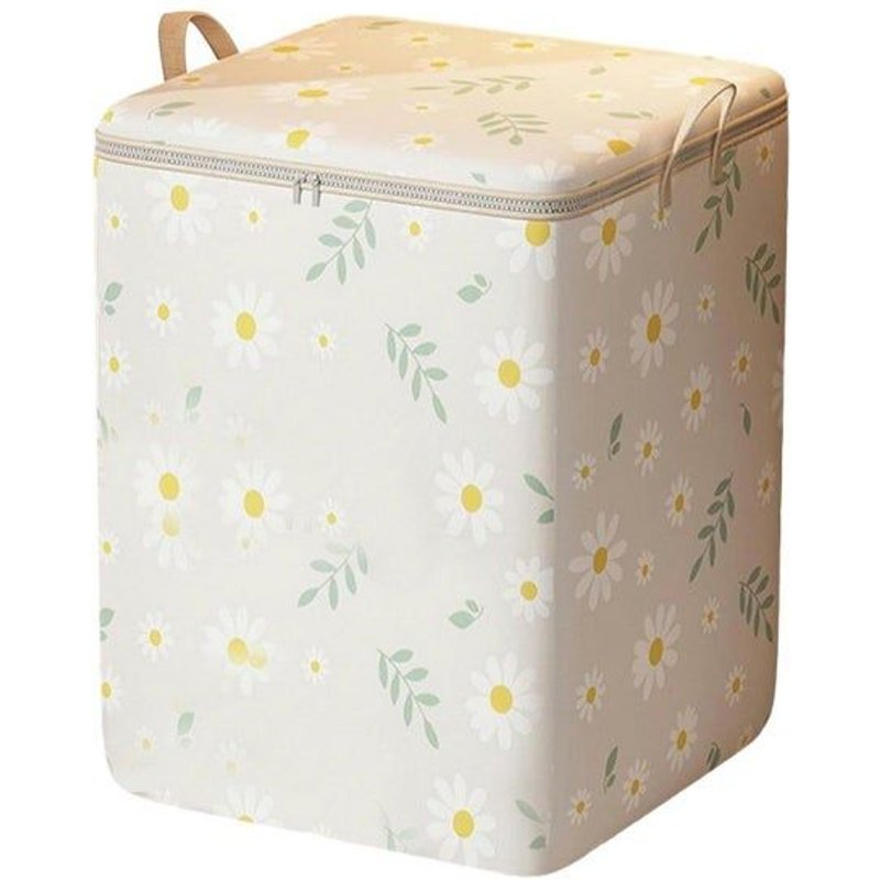 Sac De Rangement En Tissu Non Tissé Grande Capacité - Beige Daisy - 180 L, 50 X 50 X 70 Cm, Double Fermeture Éclair, Empilable, Résistant