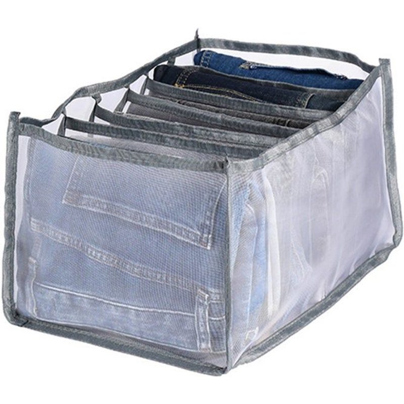 Organiseur De Tiroir Gris À 7 Compartiments Pour Ranger Pantalons, Jeans Et Vêtements