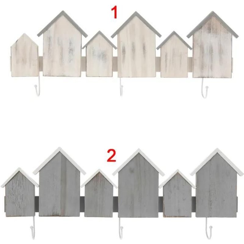 Appendino In Legno Casette 3 Ganci 58 Cm