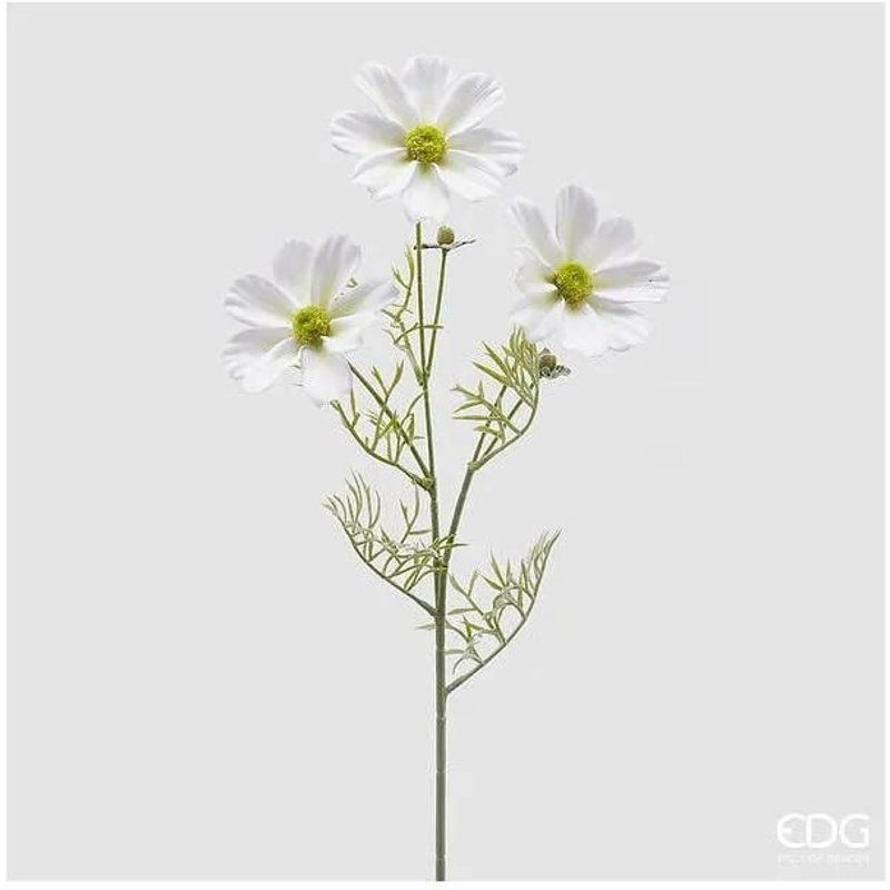 Edg, Ramo Artificiale Cosmos, Bianco, Effetto Real Touch, Decorazioni Casa, Fiori Artificiali