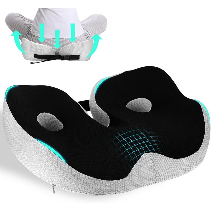 Coussin Orthopédique En Mousse À Mémoire De Forme,Coussin De Coccyx Ergonomique,Largeur De Coussin De Siège Réglable,Coussin Pour Soulager Les Douleurs Aux Hanches Et Au Coccyx,Pour Le Bureau,La