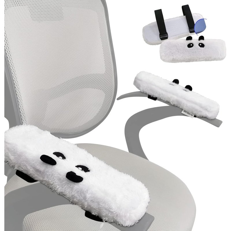2 Packs Plaid Panda Pands De Chaise,Mousse À Mémoire De La Chaise Mignonne Coussin Accoudoir Avec Bracelet Velcro,Ajustement De Support Ergonomique Du Coude Pour Le Chaise De Jeu De Bureau