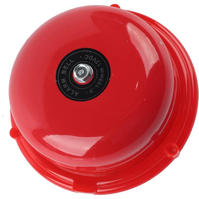 HUEJ-Cloche D'Alarme Incendie,Cloche Électrique De Type À Grève Interne De Contrôle D'Incendie En Métal De 4 Pouces,100Db) (12V)