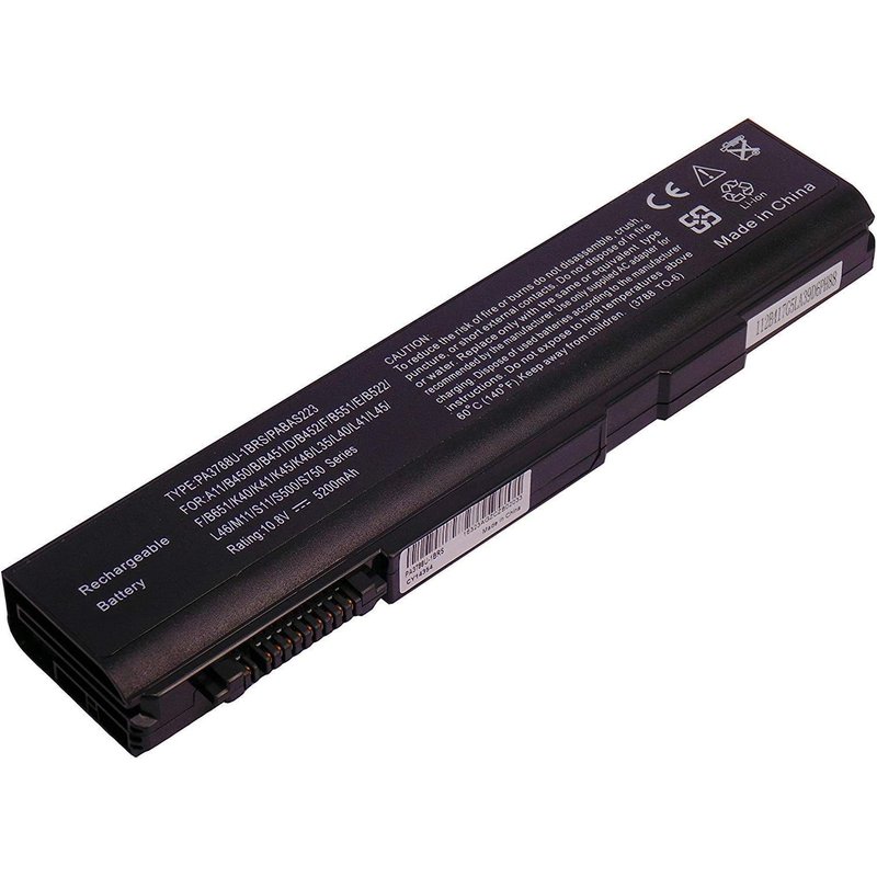 PA3788U-1BRS PABAS223 Remplacement de la Batterie d'ordinateur Portable pour Toshiba Tecra A11 M11 S11 S500 A11-14J A11-188 A11-19E A11-19C A11-19L S11-11P Satellite Pro S500 S500-11T(10.8V 5200mah)