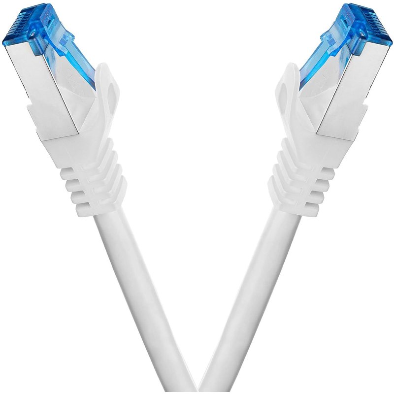 cable ethernet 2 pièces-0,25m CAT 7 cable rj45 25 centimètre LAN câble internet gigabit CAT7 Câble réseau blanc