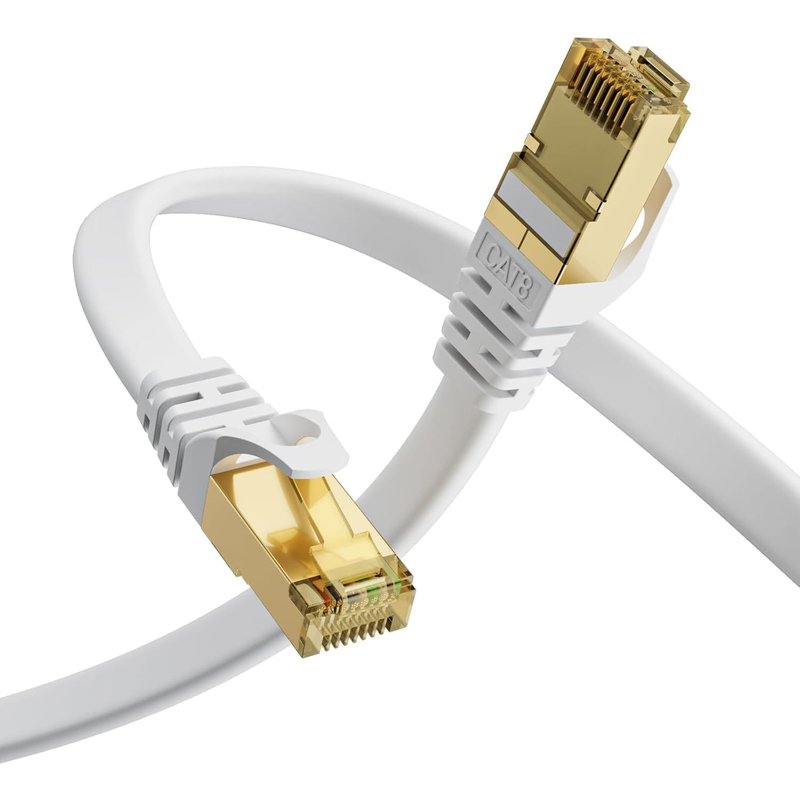 Câble Ethernet Cat7 15M,Câble Réseau LAN Gigabit RJ45 Plat Haute Vitesse,Câble Réseau Internet à Haut Débit 10Gbps 600Mhz Compatible pour Switch Router Modem Smart TV PC Laptop¿Blanc¿