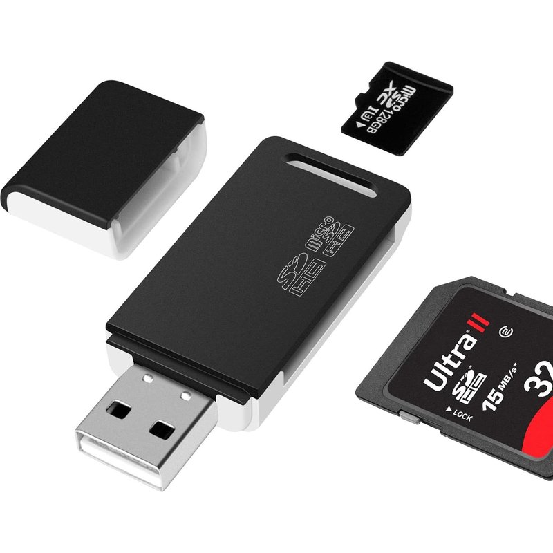 Lecteur de Carte SD, Adaptateur USB2.0 OTG 2-en-1 Adaptateur de Carte Mémoire avec Lanière pour Carte Mémoire TF,SD,SDHC,SDXC