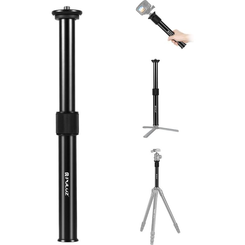 pôle d'extension Tige d'extension en métal trépied Portable Monopode pôle d'extension cardan 3/8 1/4 vis télescopique d'extension Tube stabilisateur Support d'appareil Photo (19cm)