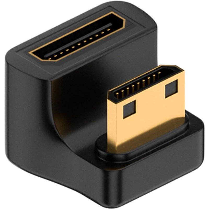 Adaptateur coudé 8K Mini HDMI U UHD2.1 Mini HDMI mâle vers Mini HDMI femelle 180 ° Connecteur bas écran LED pour appareil photo numérique,caméscope portable,tablette,PC (avant)
