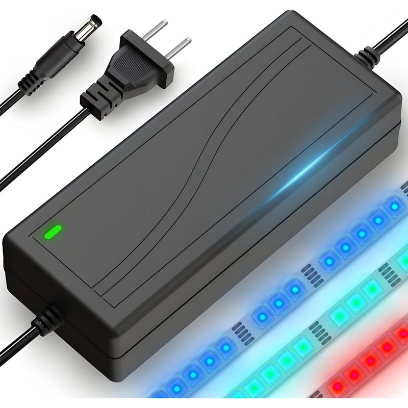 Adaptateur Alimentation,Pouvoir 60 W,Tension D'entrée 240 V,Tension De Sortie 12 V DC 5 A,Longueur Totale 2 m,pour Les Bandes RGB LED De L'appareil Photo,Monitors,TVs,Noir