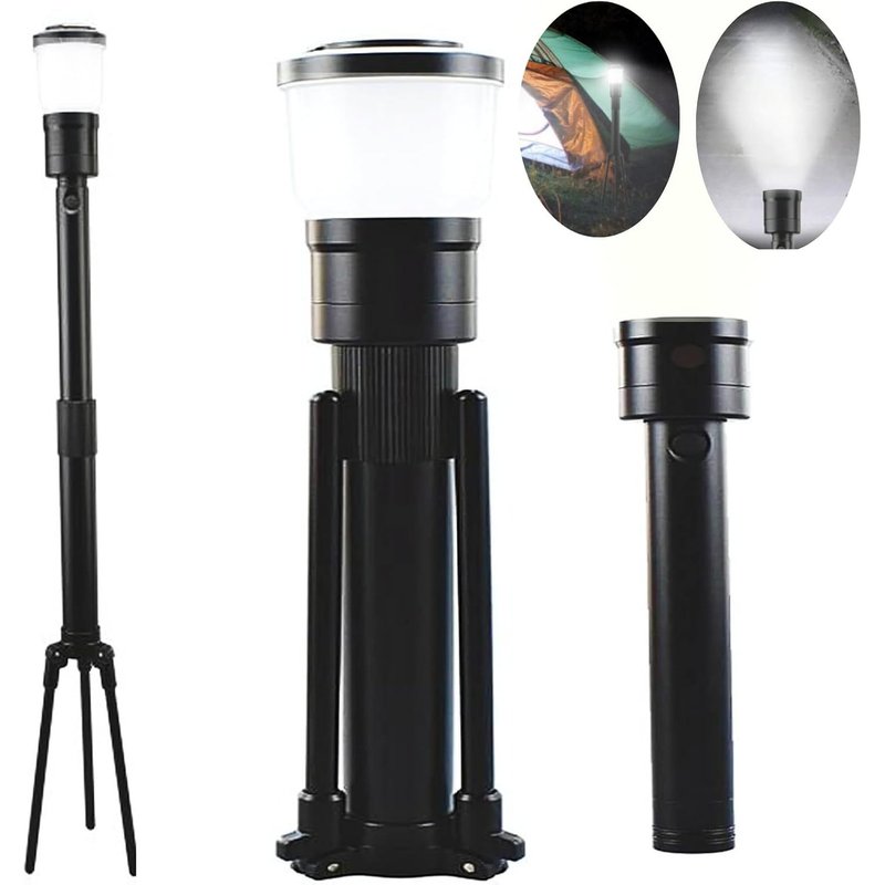 Lampe de poche LED Lampe de camping Lanterne de camping Zoomable Projecteur portatif étanche Lampe d'urgence Projecteur de recherche pour le camping Randonnée Pêche Urgence,3 piles AA (Non incluses)