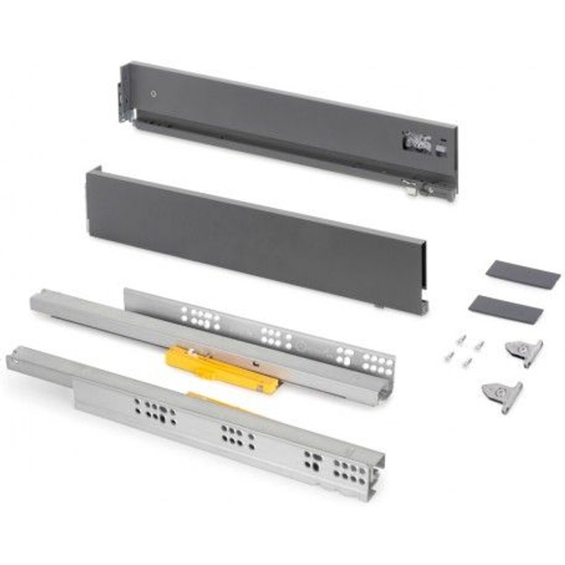 Tiroir extérieur Vertex 3D anthracite - 93 mm - 40 kg - push synchro - 450 mm EMUCA