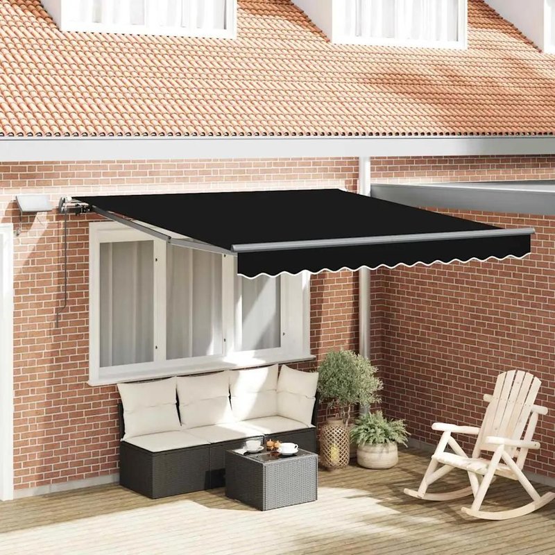 Vidaxl Auvent Rétractable Noir 300 X 250 Cm Tissu