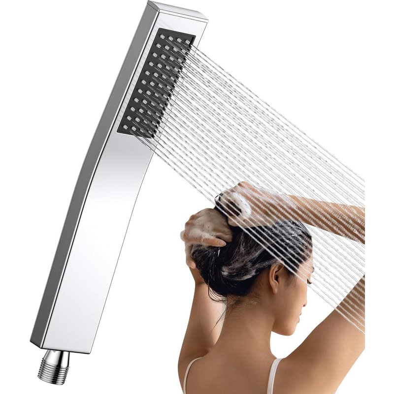 TZF-Pomme De Douche Haute Pression,Pommeau De Douche Carré,Pommeau De Douche éConomique,Raccord G 1/2 Pour La Plupart Des Tuyaux De Douche, Avec Buse En Silicone Autonettoyante