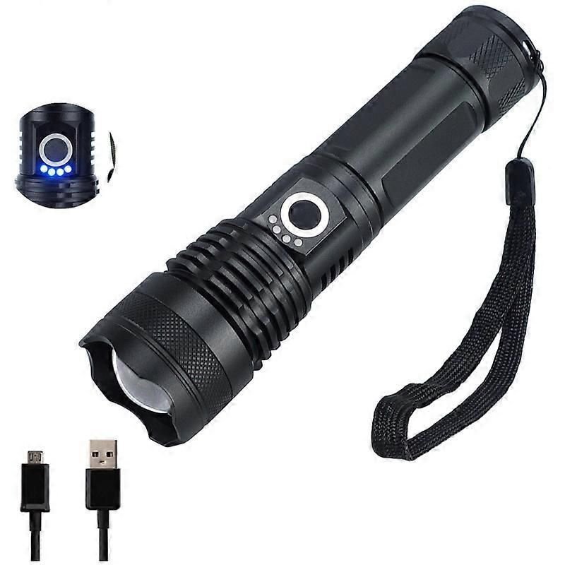 Lampes de poche LED rechargeables, 3 000 lumens, zoomables, étanches, avec piles 26650