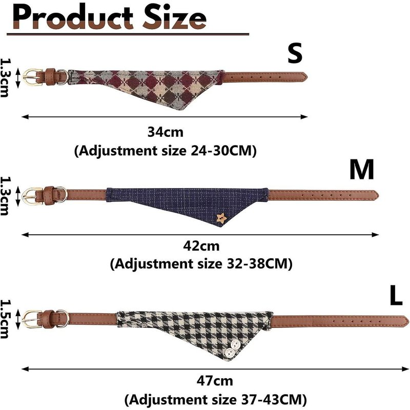 Collier En Cuir Pour Animaux De Compagnie, Châle Triangulaire À Carreaux, Style Cravate Pour Chiens, Chats Et Petits Animaux
