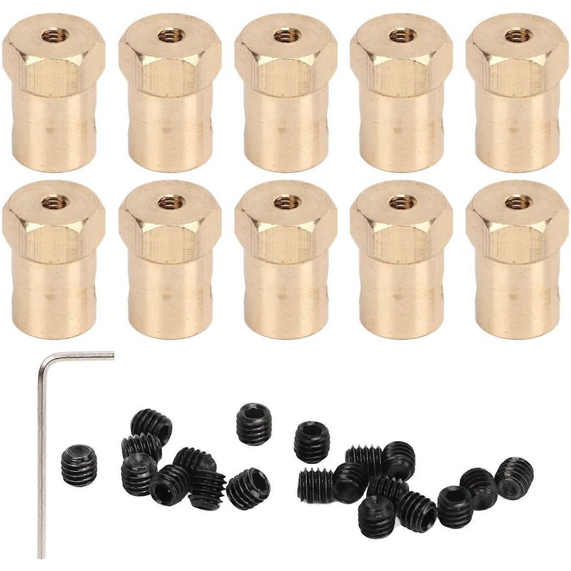 Lot de 10 accouplements d'arbre hexagonaux flexibles en laiton de 5 mm de diamètre intérieur pour pneus de voiture RC