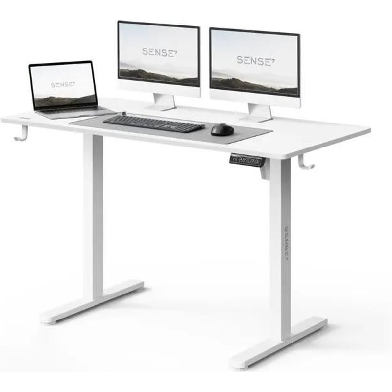 Bureau électrique - SENSE7 - NOJO Light - 120 x 60 cm - Réglable en hauteur - Design scandinave - Blanc