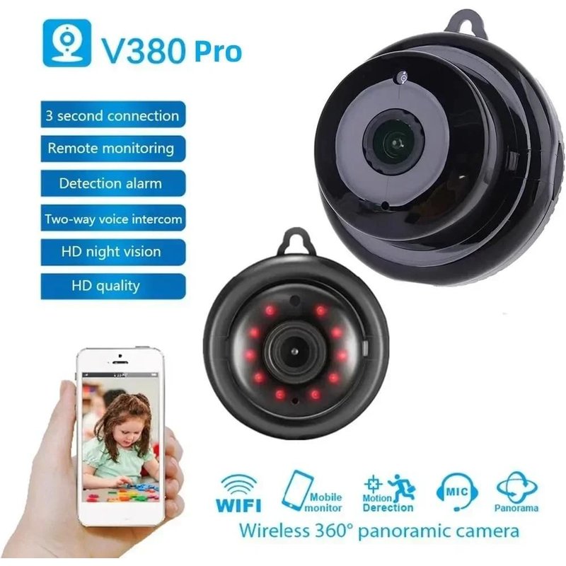 Mini Caméra de permission V380 Pro Fcorde L HD 1080p WIFI, Dispositif de Sécurité Domestique Intelligent, Protection IP, Caméscopes à Vision Nocturne, Enregistreur Portable