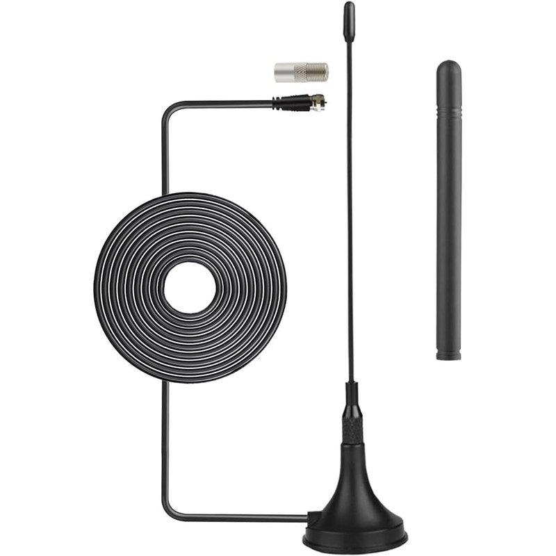 DVB-T HD Antenne TV Intérieur 5 dBi VHF UHF Mini Antenne TV avec Base Magnétique Antenne TV Intérieure Amplifiée 50 Miles RG174 Câble Coaxial de 3m/9.84ft pour Appareils DVD DVB-T