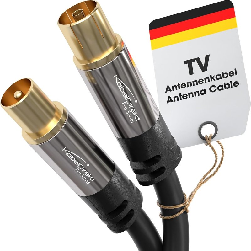 Câble Antenne TV 4K,Coaxial-20m-Câble TV numérique et analogique,connecteurs métalliques-Disponible en 0,5-20m (Fiche à prise,pour DVB-C/DVB-T/DVB-S,noir)