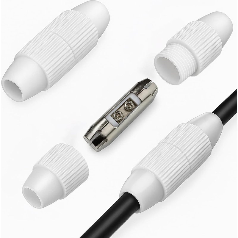 Câble coaxial ou câble d'antenne-Connecteur démontable IEC-Raccord coaxial-Rallonge d'antenne-Raccord vissé-Pour satellite-Blanc-Avec contacts nickelés-Court