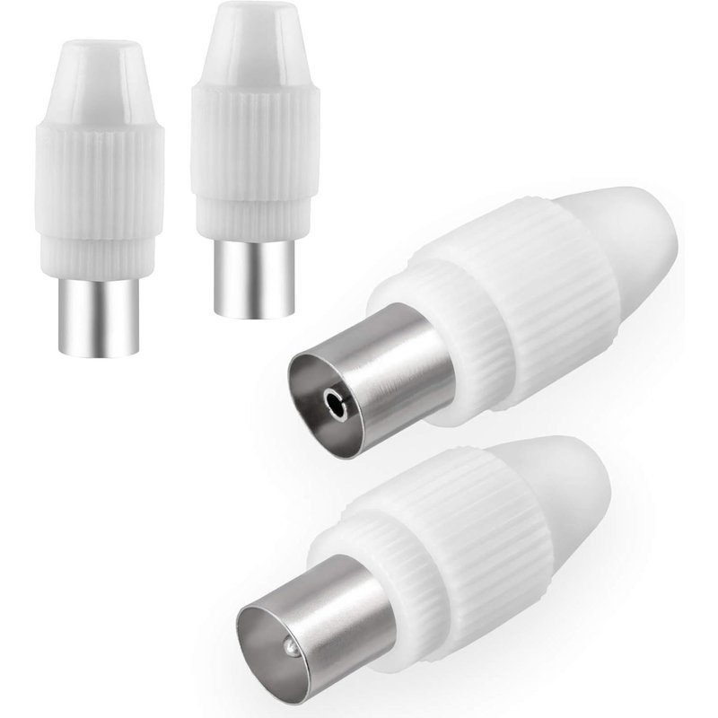 Lot de 2 fiches d'antenne mâle et 2 prises femelles pour fenêtre de câble,radio DVB-C et antenne TV DVB-T2 IEC (mâle et femelle) pour câble d'antenne coaxial,coupleur,câble BK,installations HQ 4K