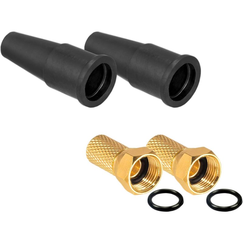 SAT Kit d'accessoires 2x F-connecteur 7mm Plaqué or + 2x Passe-fils en Caoutchouc HQ pour Câble d'antenne Coaxial Câble Sat BK Systems