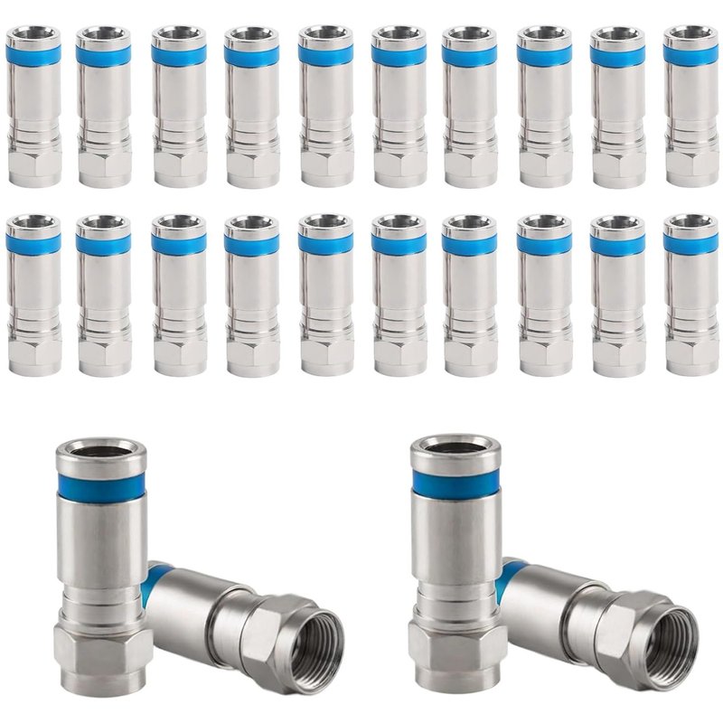 20 Pièces Connecteurs à Compression F pour Câble Satellite,Connecteur à Compression Sat Fiche F,Adaptateur Coaxial TV de Connecteur Compression Type F RG6