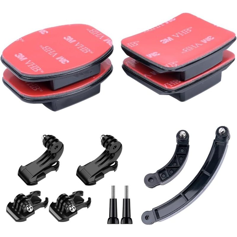 Support De Casque Adhésif Plat Incurvé 3m Autocollants + Supports De Base De Bras D'extension De Casque,Montage Rapide Avec Boucle À Crochet En J,Compatible Avec Gopro Et Autres Caméras