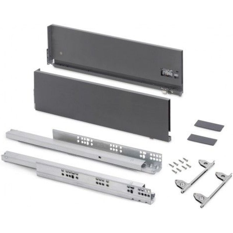 Tiroir extérieur Vertex 3D anthracite - 178 mm - 40 kg - pour fond 18 mm - 450 mm EMUCA